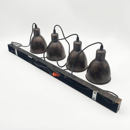 Brilagi - LED Cable-Suspended Chandelier RIDDY 4xE27/60W/230V copper/patina