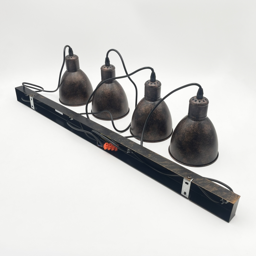 Brilagi - LED Cable-Suspended Chandelier RIDDY 4xE27/60W/230V copper/patina