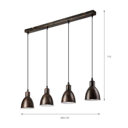 Brilagi - LED Cable-Suspended Chandelier RIDDY 4xE27/60W/230V copper/patina