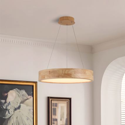 Brilagi - FALCON WOOD cable-suspended LED pendant LED/30W/230V 3000/4000/6000K diam. 45 cm, wood