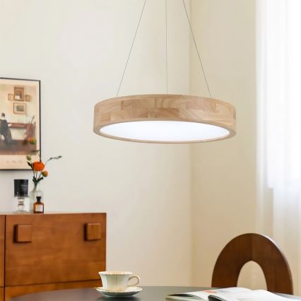 Brilagi - FALCON WOOD cable-suspended LED pendant LED/30W/230V 3000/4000/6000K diam. 45 cm, wood