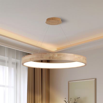 Brilagi - FALCON WOOD cable-suspended LED chandelier LED/60W/230V 3000/4000/6000K Ø 80 cm wood