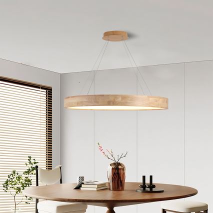 Brilagi - FALCON WOOD cable-suspended LED chandelier LED/60W/230V 3000/4000/6000K Ø 80 cm wood