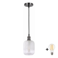 BRILAGI - LED Cable-Suspended Pendant RETRO GLASS 1xE27/60W/230V Ø 14 cm black/white