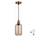 BRILAGI - LED cable-suspended pendant RETRO GLASS 1xE27/60W/230V Ø 14 cm gold/smoky brown