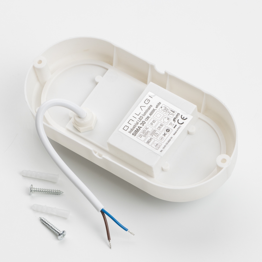 Brilagi - LED Ceiling heavy-duty light SIMA LED/12W/230V IP65 white