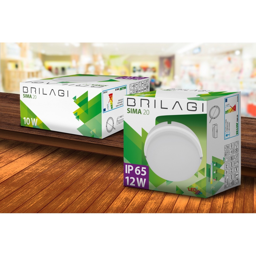 Brilagi - LED Ceiling industrial light SIMA LED/12W/230V IP65 white