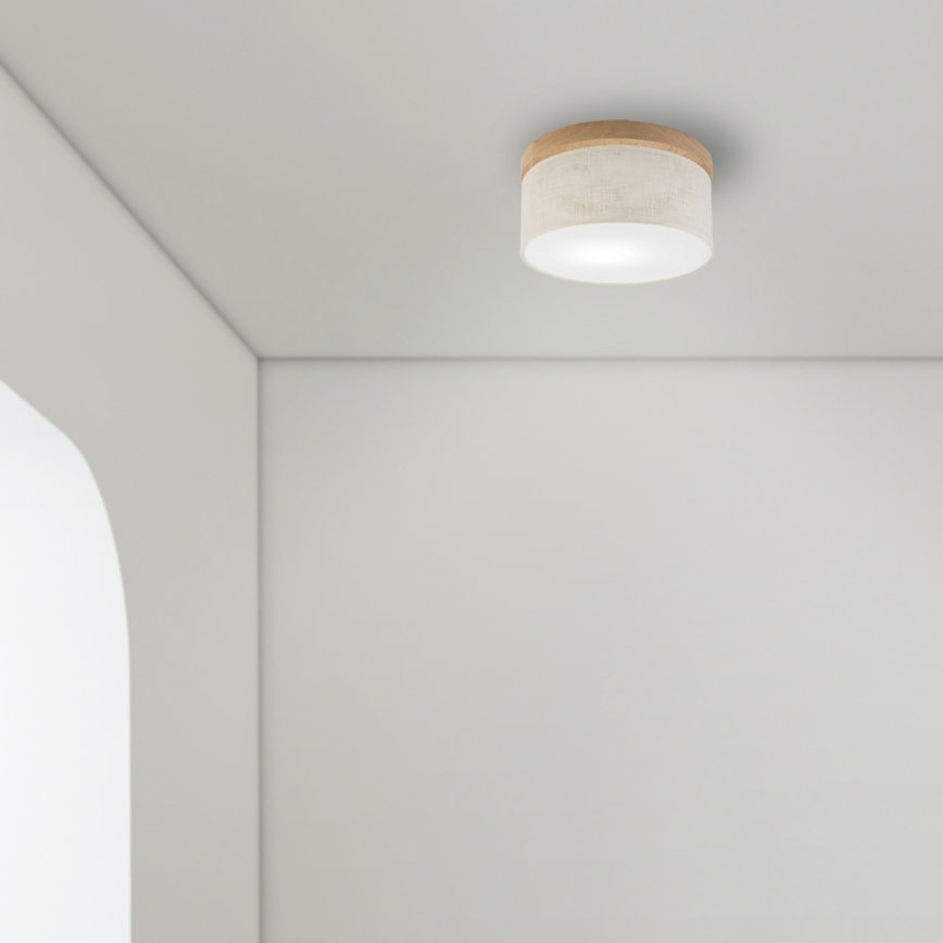 Brilagi - LED Ceiling light BELLADONNA 1xE27/15W/230V d. 30 cm creamy/oak
