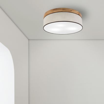 Brilagi - LED Ceiling light BELLADONNA 3xE27/15W/230V d. 50 cm creamy/oak