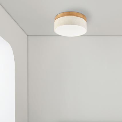 Brilagi - LED Ceiling Light BELLADONNA LED/20W/230V dia. 30 cm cream/oak
