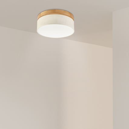 Brilagi - LED Ceiling Light BELLADONNA LED/20W/230V dia. 30 cm cream/oak