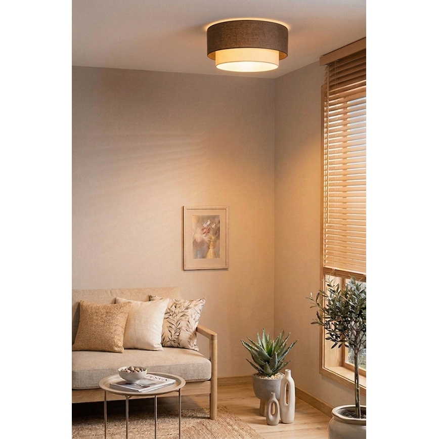 Brilagi - LED Ceiling Light BOHO ECO 1xE27/10W/230V dia. 40 cm Brown/Cream