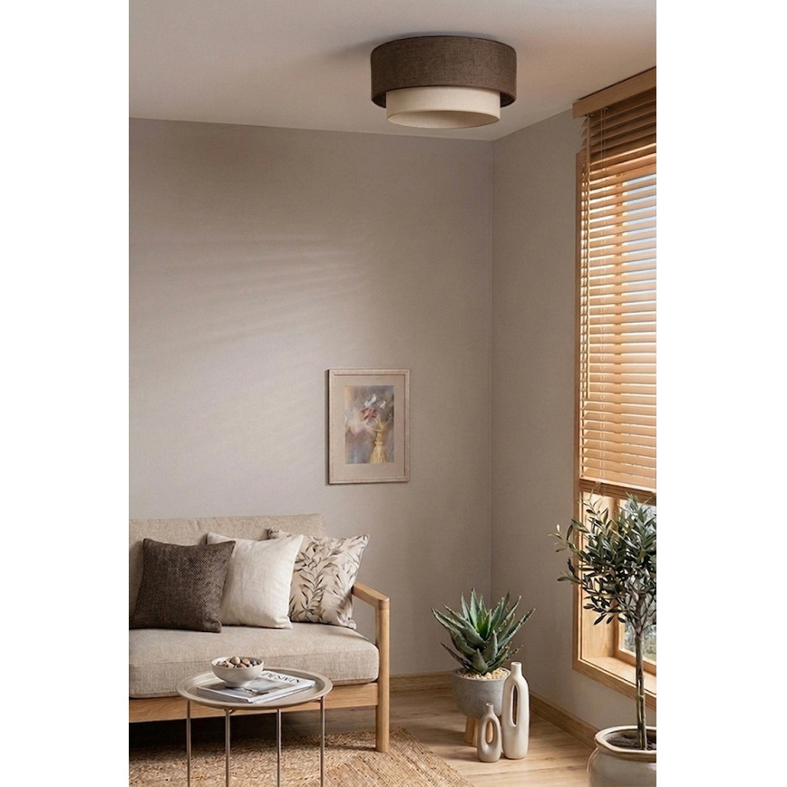 Brilagi - LED Ceiling Light BOHO ECO 1xE27/10W/230V dia. 40 cm Brown/Cream