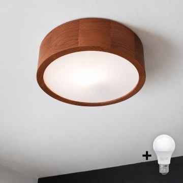 Brilagi - LED Ceiling Light CARVALHO 1xE27/15W/230V, Oak/Cherry, Ø 27 cm