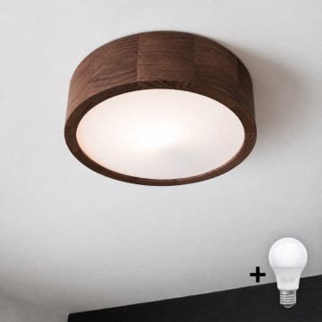 Brilagi - LED Ceiling Light CARVALHO 1xE27/15W/230V Oak-Walnut Ø 27 cm