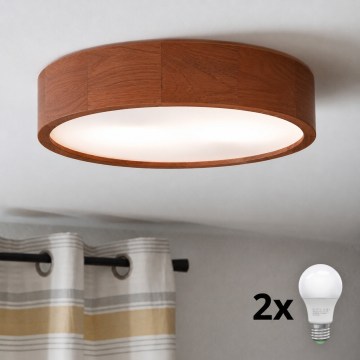 Brilagi - LED Ceiling Light CARVALHO 2xE27/30W/230V oak-cherry Ø 37 cm