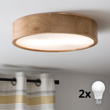 Brilagi - LED Ceiling Light CARVALHO 2xE27/30W/230V oak Ø 37.5 cm