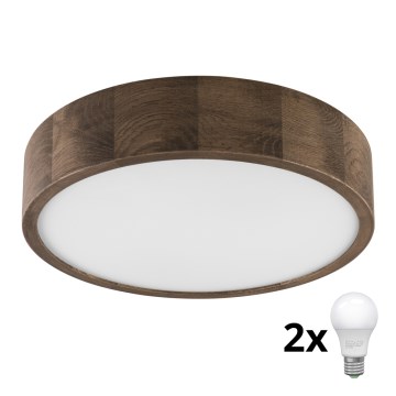 Brilagi - LED Ceiling light CARVALHO 2xE27/60W/230V oak walnut d. 37 cm