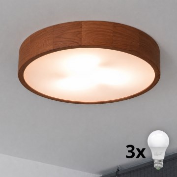 Brilagi - LED Ceiling Light CARVALHO 3xE27/15W/230V oak-cherry Ø 47 cm