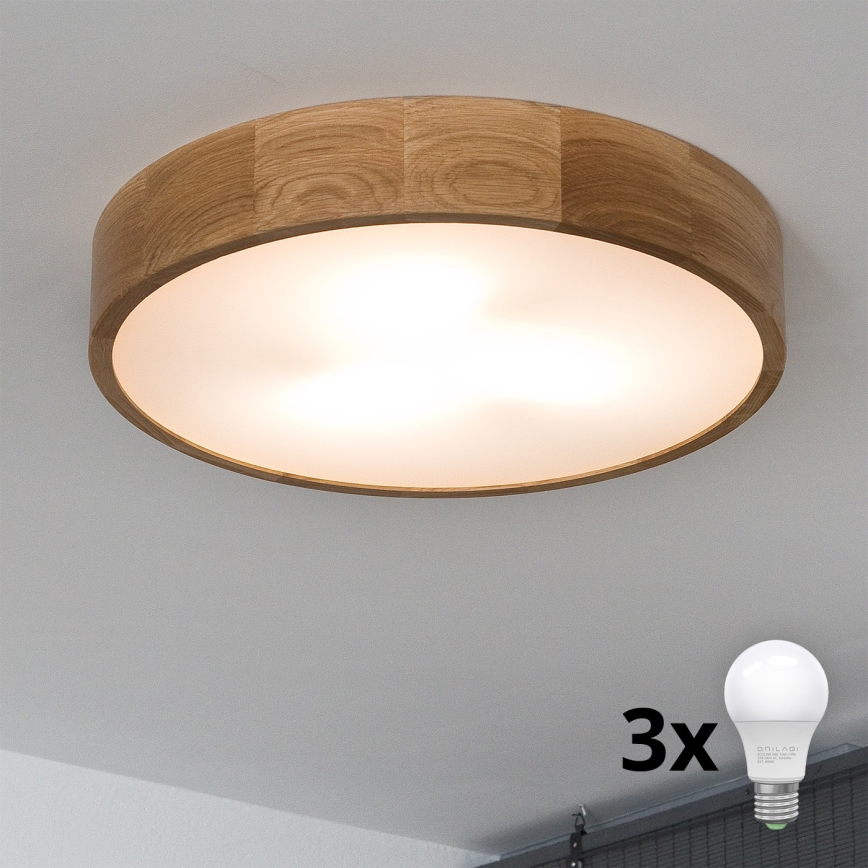 Brilagi - LED Ceiling light CARVALHO 3xE27/60W/230V oak d. 47,5 cm