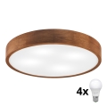 Brilagi - LED Ceiling Light CARVALHO 4xE27/60W/230V Cherry Oak Ø 57.5 cm