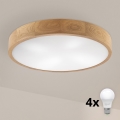 Brilagi - LED Ceiling Light CARVALHO 4xE27/60W/230V Oak 57.5 cm