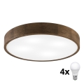 Brilagi - LED Ceiling Light CARVALHO 4xE27/60W/230V Walnut Wood Ø 57.5 cm
