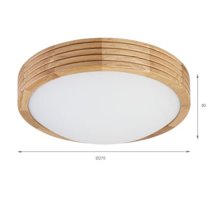 Brilagi - LED Ceiling Light CARVALHO MODERN SLIM 1xE27/60W/230V Ø 27.5 cm oak