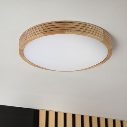 Brilagi - LED Ceiling Light CARVALHO MODERN SLIM 2xE27/60W/230V Ø 37.5 cm Oak