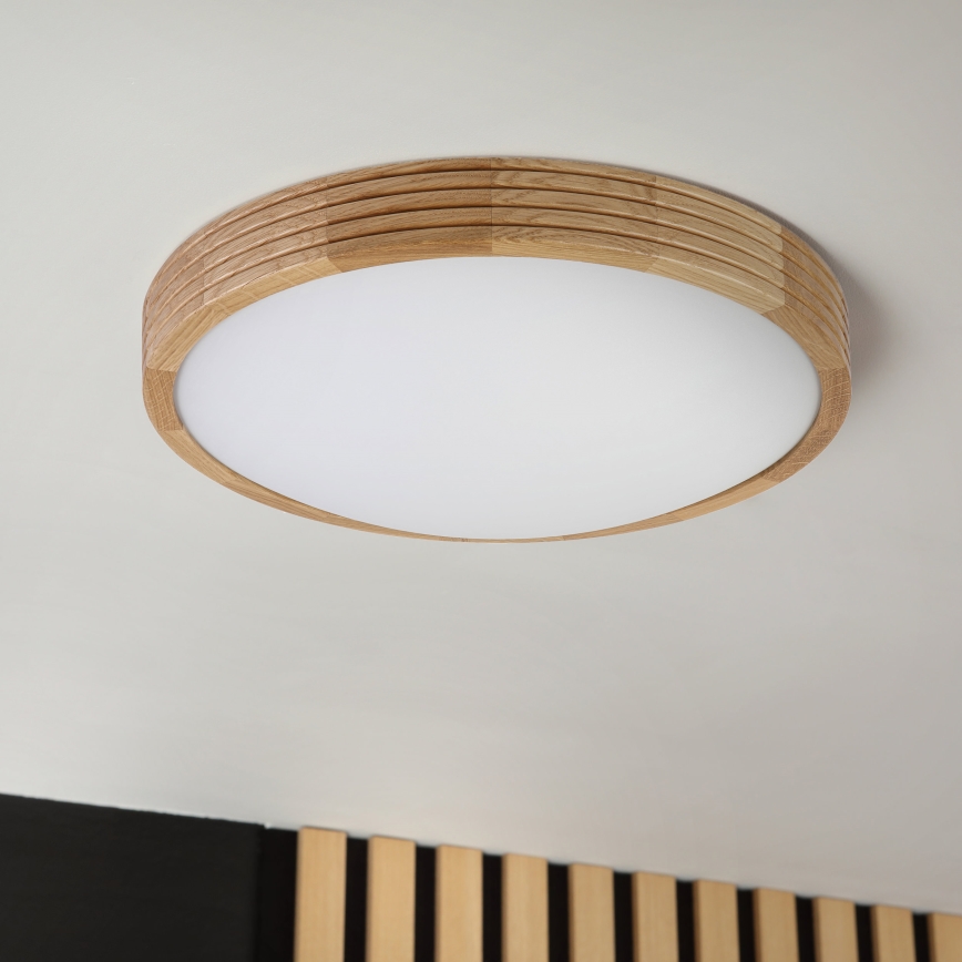Brilagi - LED Ceiling Light CARVALHO MODERN SLIM 2xE27/60W/230V Ø 37.5 cm Oak