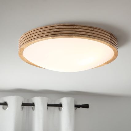 Brilagi - LED Ceiling Light CARVALHO MODERN SLIM 2xE27/60W/230V Ø 37.5 cm Oak