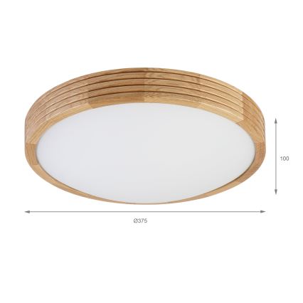 Brilagi - LED Ceiling Light CARVALHO MODERN SLIM 2xE27/60W/230V Ø 37.5 cm Oak