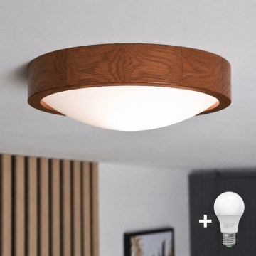 Brilagi - LED Ceiling Light CARVALHO SLIM 1xE27/15W/230V oak-cherry Ø 27 cm