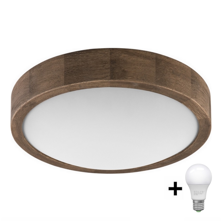 Brilagi - LED Ceiling light CARVALHO SLIM 1xE27/60W/230V oak walnut d. 27 cm
