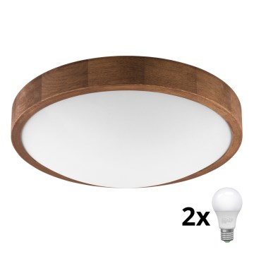 Brilagi - LED Ceiling light CARVALHO SLIM 2xE27/60W/230V oak cherry d. 37 cm