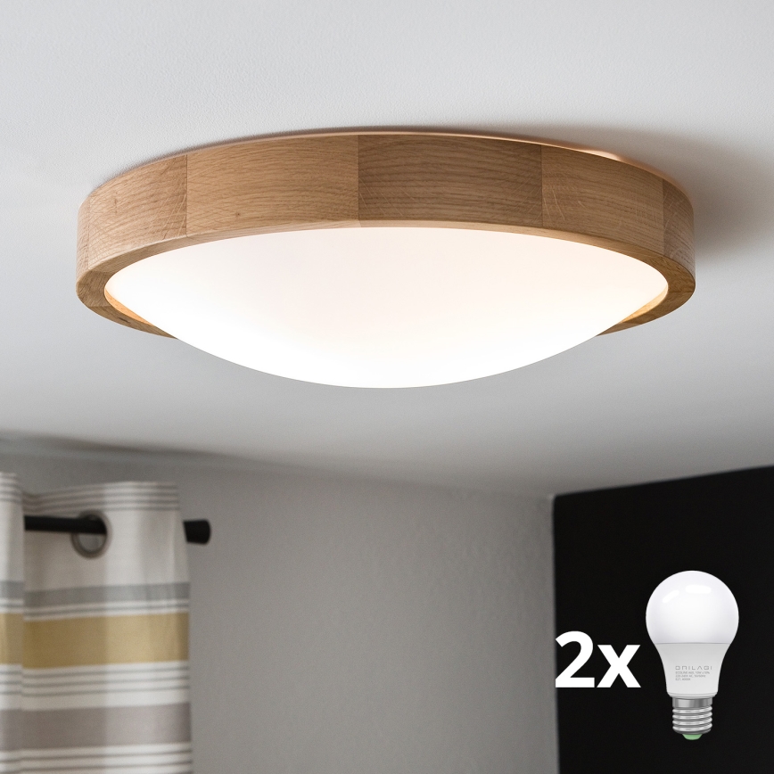 Brilagi - LED Ceiling light CARVALHO SLIM 2xE27/60W/230V oak d. 37 cm