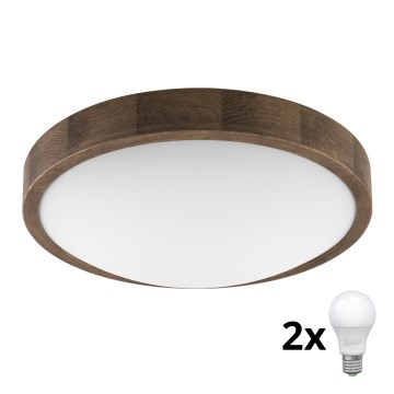 Brilagi - LED Ceiling light CARVALHO SLIM 2xE27/60W/230V oak walnut d. 37 cm