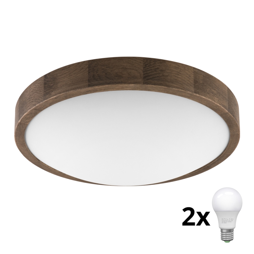 Brilagi - LED Ceiling light CARVALHO SLIM 2xE27/60W/230V oak walnut d. 37 cm