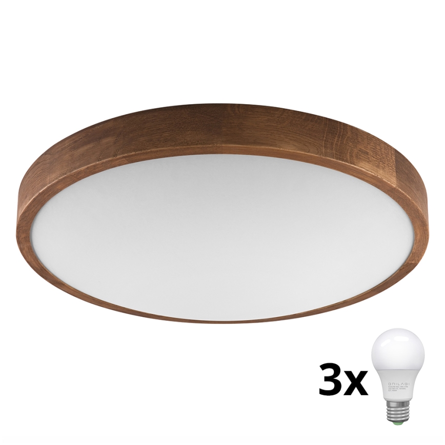 Brilagi - LED Ceiling light CARVALHO SLIM 3xE27/60W/230V oak cherry d. 47 cm