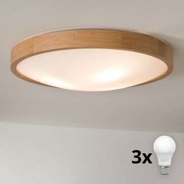 Brilagi - LED Ceiling light CARVALHO SLIM 3xE27/60W/230V oak d. 47 cm