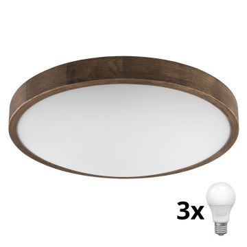 Brilagi - LED Ceiling light CARVALHO SLIM 3xE27/60W/230V oak walnut d. 47 cm