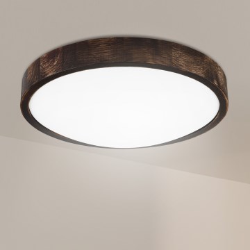 Brilagi - LED Ceiling Light CARVALHO SLIM SMOKEY LED/36W/230V oak dia. 37.5 cm