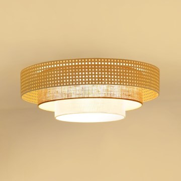 Brilagi - LED Ceiling light CEDAR LUNETA LED/26W/230V rattan/brown/creamy