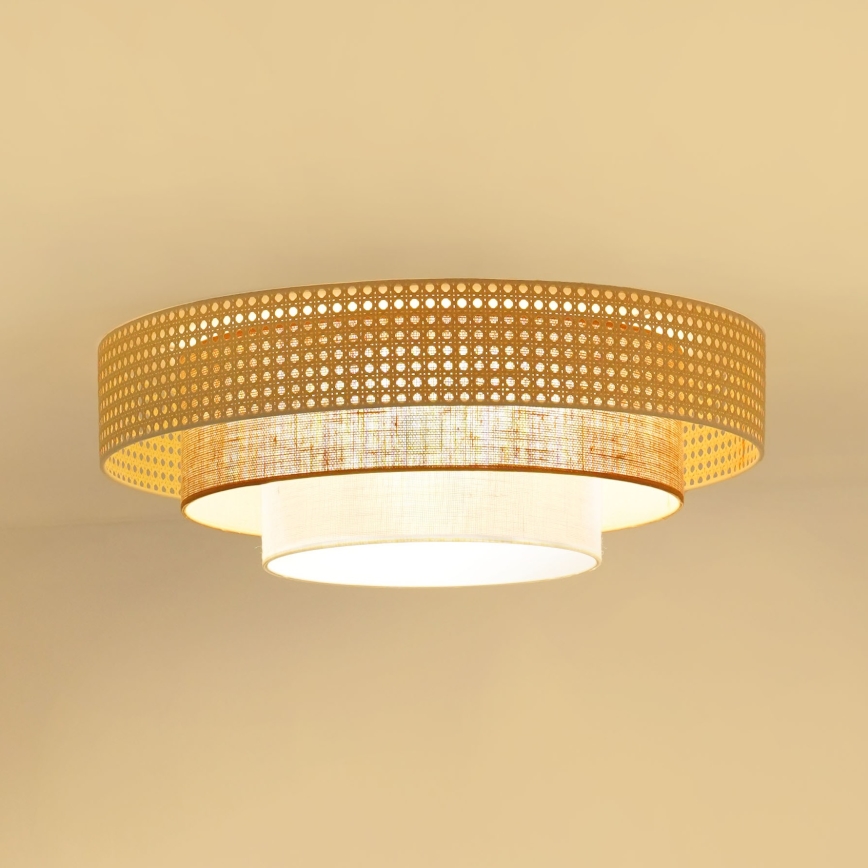 Brilagi - LED Ceiling light CEDAR LUNETA LED/26W/230V rattan/brown/creamy