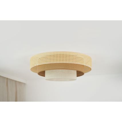 Brilagi - LED Ceiling light CEDAR LUNETA LED/26W/230V rattan/brown/creamy