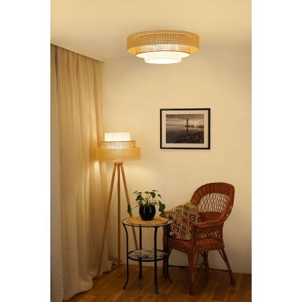 Brilagi - LED Ceiling light CEDAR LUNETA LED/26W/230V rattan/brown/creamy