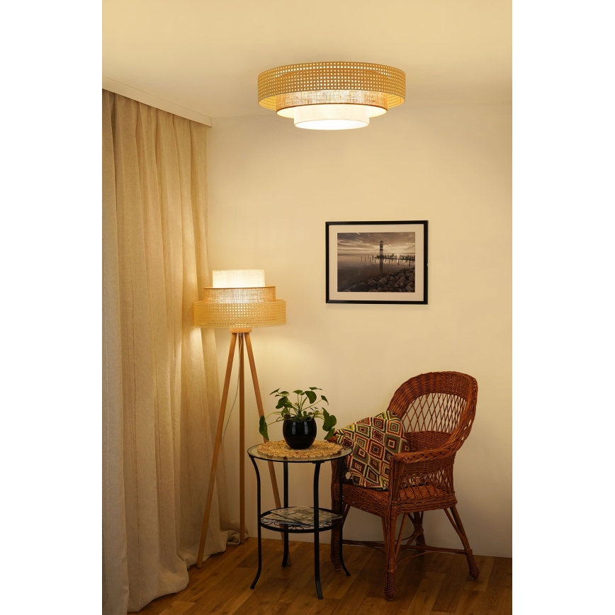 Brilagi - LED Ceiling light CEDAR LUNETA LED/26W/230V rattan/brown/creamy