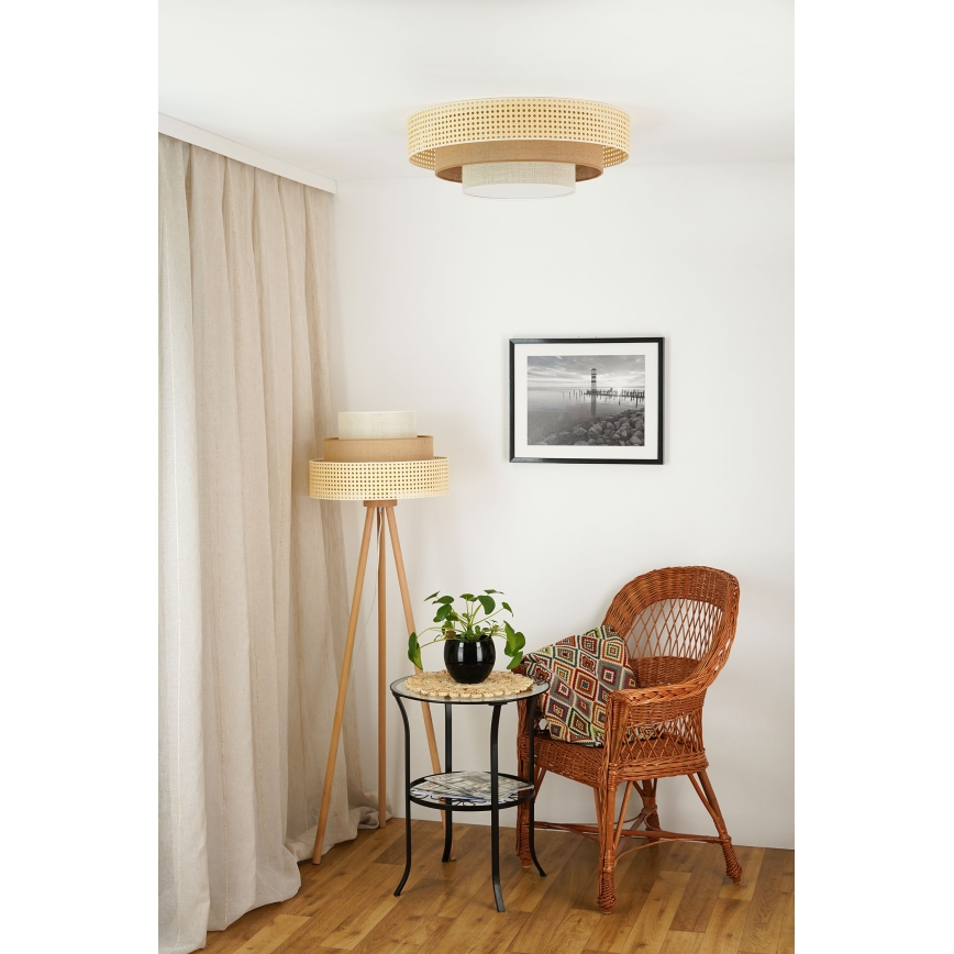 Brilagi - LED Ceiling light CEDAR LUNETA LED/26W/230V rattan/brown/creamy