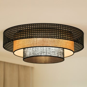 Brilagi - LED Ceiling light DAKOTA LUNETA LED/12W/230V d. 60 cm 3000K/4000K/6400K black/rattan