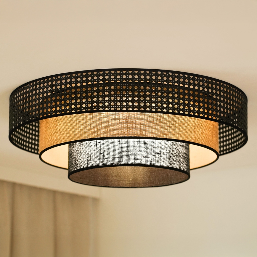 Brilagi - LED Ceiling light DAKOTA LUNETA LED/12W/230V d. 60 cm 3000K/4000K/6400K black/rattan